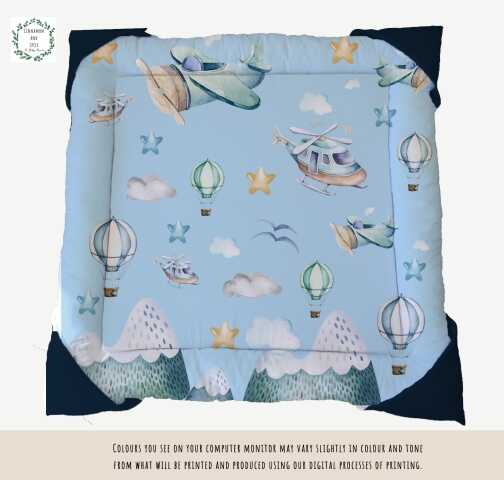 Playmat - Flying in the Mountains Light Blue Airplane Air Balloon